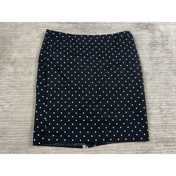 Liz Claiborne Dresses & Skirts - Liz Claiborne Skirt Womens 14 Black Polka Dot Lined Cotton Blend Knee Length